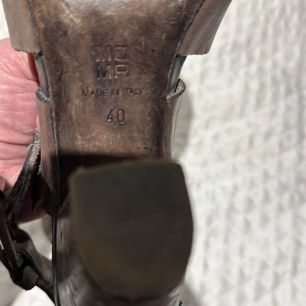 MOMA gray Leather Sandals - Picture 9 of 11